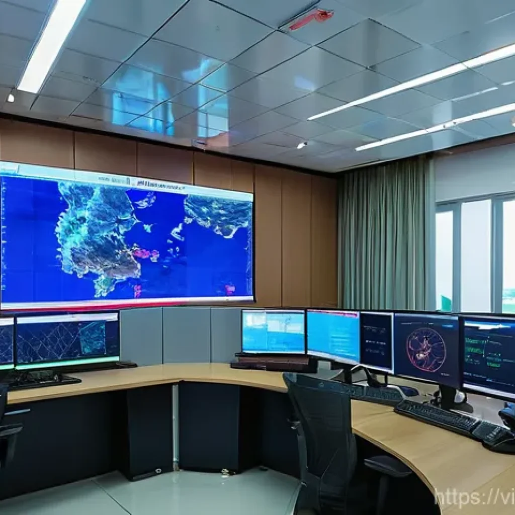 수출입 통관 절차 완벽 가이드 - **Prompt:** A dynamic, wide-angle shot of a modern Vietnamese customs office interior. Professional ...