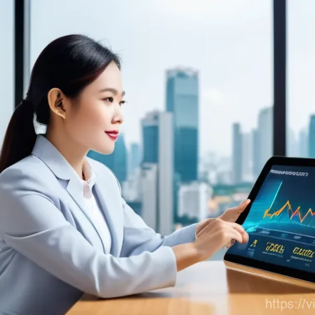 무역 실무를 위한 재무 분석 - **Prompt:** A vibrant, realistic image of a modern Vietnamese female entrepreneur (30s-40s) in a sty...