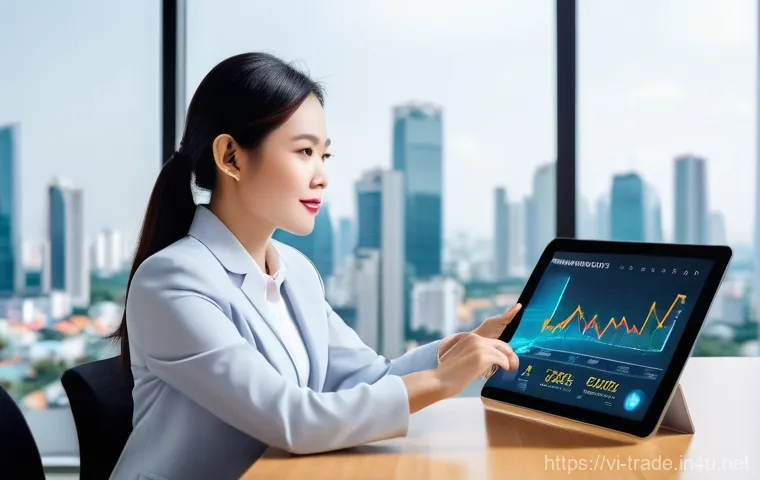 무역 실무를 위한 재무 분석 - **Prompt:** A vibrant, realistic image of a modern Vietnamese female entrepreneur (30s-40s) in a sty...