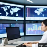 Home 22 무역 실무자의 역할과 책임 - A professional Vietnamese international trade employee analyzing global market trends in a modern of...